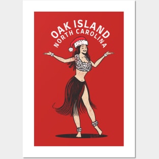 Oak Island, NC Christmas Vacationing Holiday Hula Girl Posters and Art